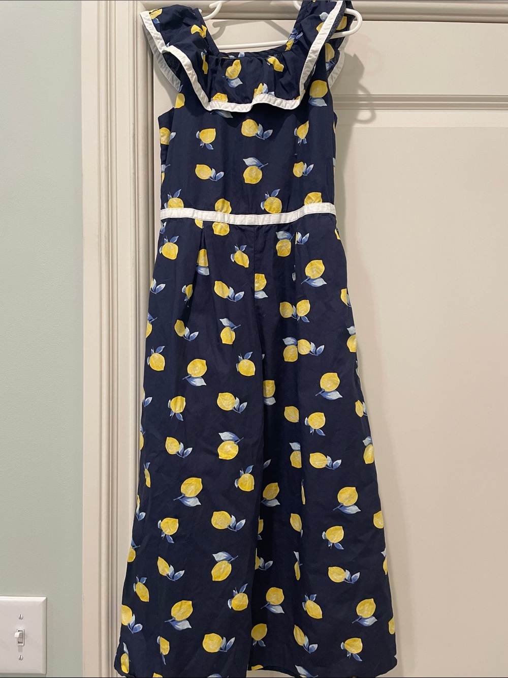 Janie and Jack Navy Lemon Print Girls Romper